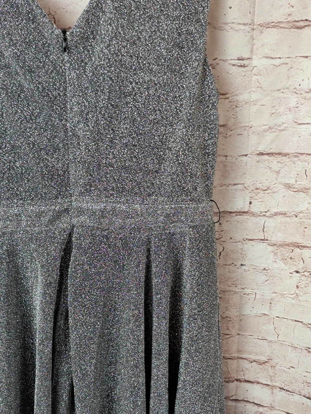 Apricot Silver Sparkle V-Neck Sleeveless Party Dress Large Nwt - Picture 9 of 10